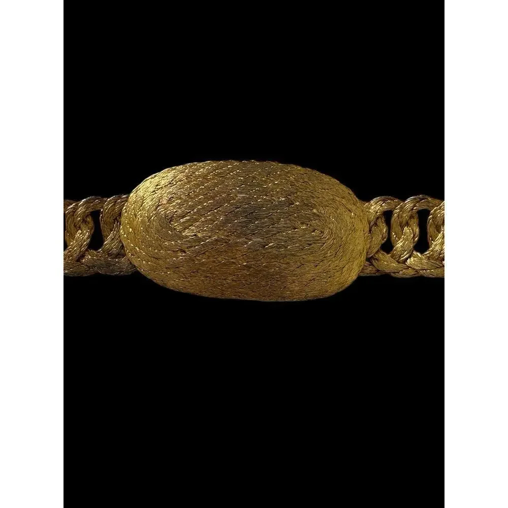 Faux Gold Lame’ 23” Braided Woven Wire Adjustable Belt Vintage Fashion Skinny